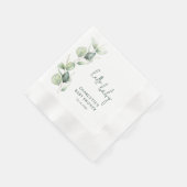 Serviette En Papier Elégant Baby shower Eucalyptus Script papier (Coin)