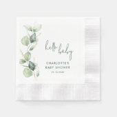 Serviette En Papier Elégant Baby shower Eucalyptus Script papier (Devant)