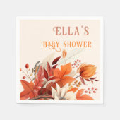 Serviette En Papier Elégant baby shower feuille à fleurs automne (Devant)