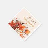 Serviette En Papier Elégant baby shower feuille à fleurs automne (Coin)