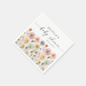 Serviette En Papier Elégant Baby shower Fleur sauvage Pastel Pink Boho (Coin)