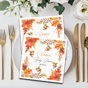 Serviette En Papier Elégant Baby shower floral de Boho Automne