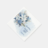 Serviette En Papier Elégant Baby shower Floral d'hiver bleu (Coin)