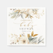 Serviette En Papier Élégant Baby shower floral neutre pour bébé (Devant)