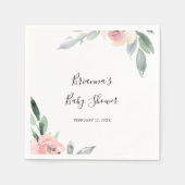 Serviette En Papier Élégant Baby shower floral rose (Devant)