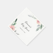 Serviette En Papier Élégant Baby shower floral rose (Coin)