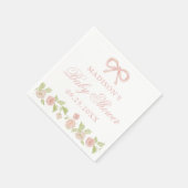 Serviette En Papier Élégant Baby shower floral rose enchanté (Coin)