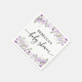 Serviette En Papier Élégant Baby shower Floral Violet (Coin)