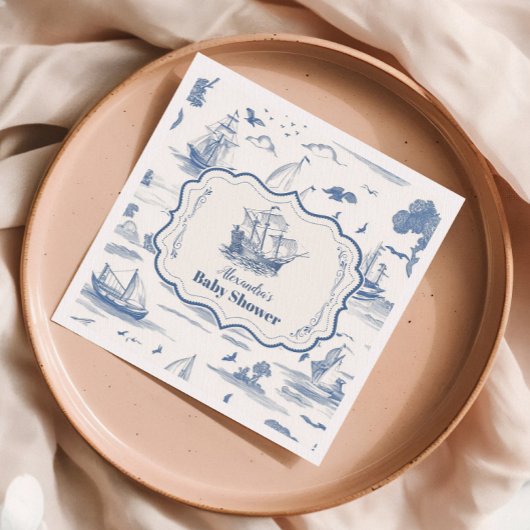 Serviette En Papier Élégant Baby shower Nautique Toile