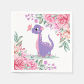 Serviette En Papier Élégant Baby shower Papillon Dinosaure Rose Violet (Devant)
