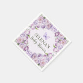 Serviette En Papier Élégant Baby shower papillon floral violet (Coin)