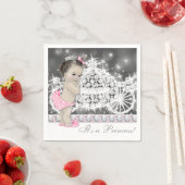 Serviette En Papier Élégant Baby shower princesse rose et gris (En situation)