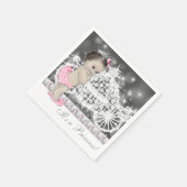 Serviette En Papier Élégant Baby shower princesse rose et gris (Coin)