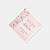 Serviette En Papier Élégant Baby shower rose Fleur sauvage (Coin)
