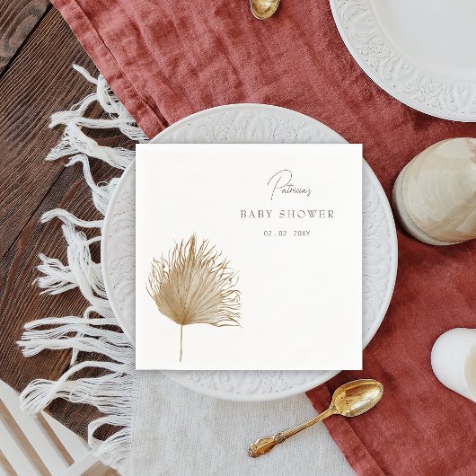 Serviette En Papier Élégant Baby shower rustique Séché Palm Boho