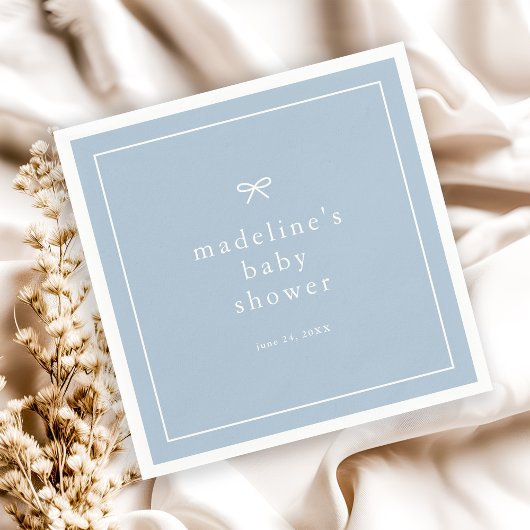 Serviette En Papier Elégant Baby shower simple Dusty Blue Boys