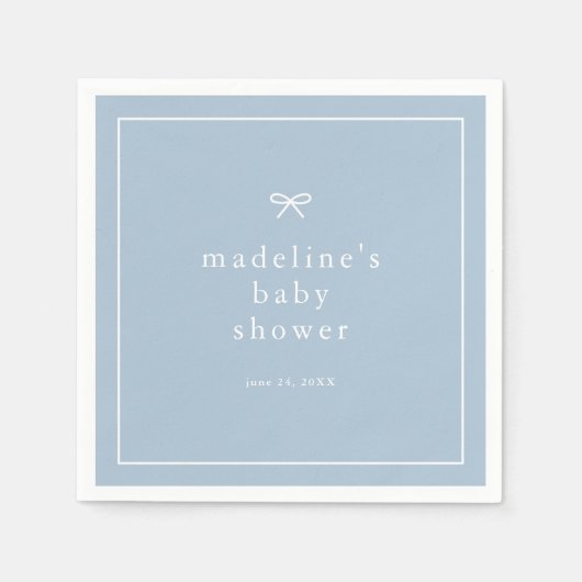 Serviette En Papier Elégant Baby shower simple Dusty Blue Boys (Devant)