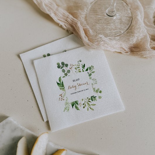 Serviette En Papier Elégant Baby shower vert feuille Eucalyptus