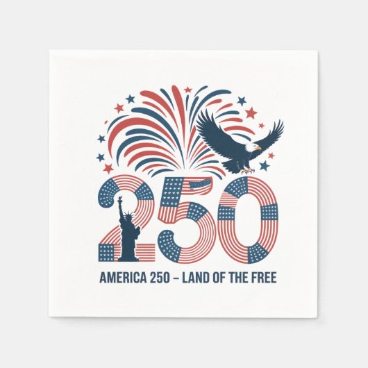 Serviette En Papier Elegant Bald Eagle America 250 Land of the Free  (Devant)