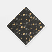 Serviette En Papier Élégant Ballons Noir & Or (Coin)
