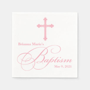 Serviette En Papier Élégant Baptême croisé Personnalisé Napkin