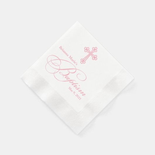 Serviette En Papier Élégant Baptême croisé Personnalisé Napkin (Coin)