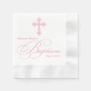 Serviette En Papier Élégant Baptême croisé Personnalisé Napkin