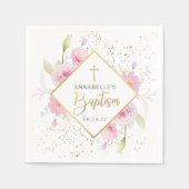Serviette En Papier Élégant baptême floral (Devant)