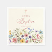 Serviette En Papier Élégant Baptême Floral Fleur sauvage (Devant)