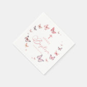 Serviette En Papier Élégant Baptême Papillon rose doux (Coin)
