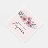 Serviette En Papier Élégant BAPTISME rose floral (Coin)
