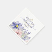 Serviette En Papier Élégant Bat mitzvah floral rose pourpre (Coin)