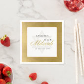 SERVIETTE EN PAPIER ÉLÉGANT BAT MITZVAH SIMPLE DE BARRE D'OR FAUX PROP (En situation)