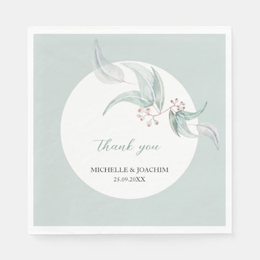 Serviette En Papier Elégant Beau Eucalyptus Aquarelle Art (Devant)