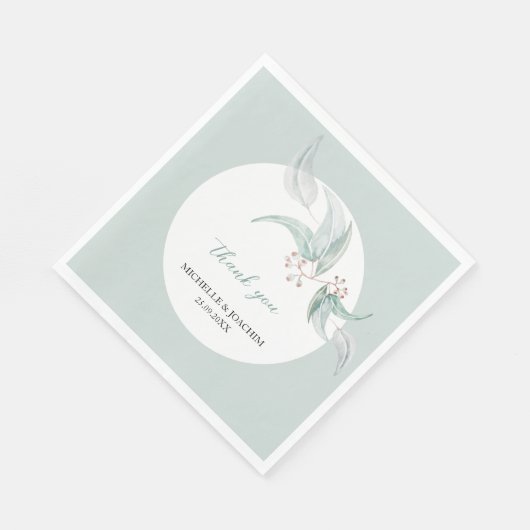 Serviette En Papier Elégant Beau Eucalyptus Aquarelle Art (Coin)