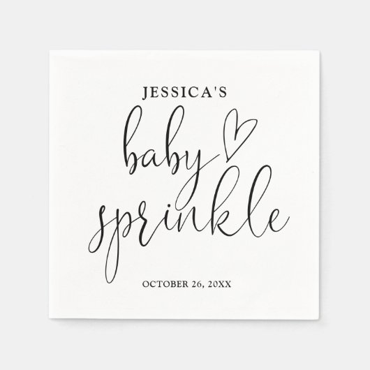 Serviette En Papier Elégant Bébé noir et blanc Sprinkle Douche (Devant)