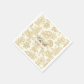 Serviette En Papier Élégant Beige Cheval Toile Nom Initiales (Coin)