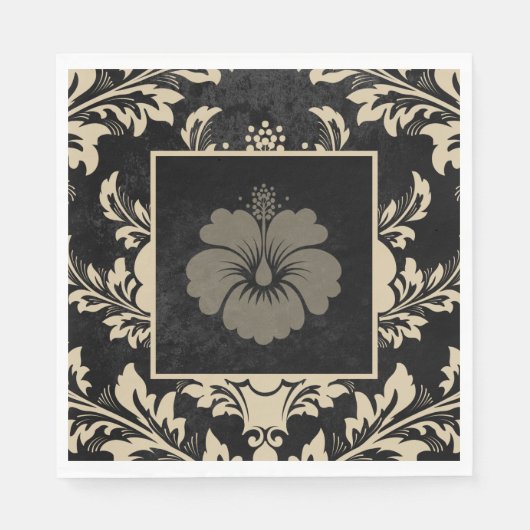Serviette En Papier Elégant beige damassé Noël personnalisé Papier (Devant)
