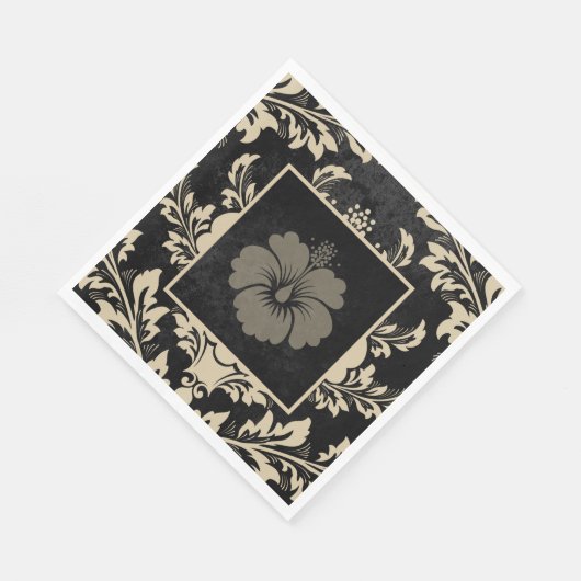 Serviette En Papier Elégant beige damassé Noël personnalisé Papier (Coin)