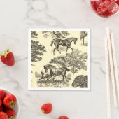 Serviette En Papier Elégant Beige Rustique Horses Toile (En situation)