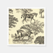 Serviette En Papier Elégant Beige Rustique Horses Toile (Devant)