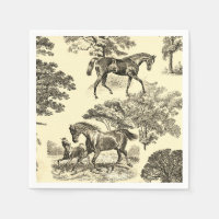 Elégant Beige Rustique Horses Toile