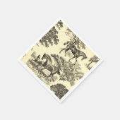 Serviette En Papier Elégant Beige Rustique Horses Toile (Coin)