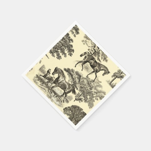 Serviette En Papier Elégant Beige Rustique Horses Toile (Coin)