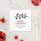 Serviette En Papier Elegant Berries Christmas Botanical Simple (En situation)