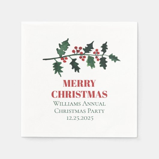 Serviette En Papier Elegant Berries Christmas Botanical Simple (Devant)
