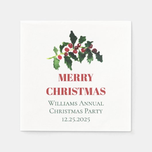 Serviette En Papier Elegant Berries Christmas Botanical Simple (Devant)