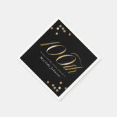Serviette En Papier Elegant Black and Gold 100th Birthday Party (Coin)