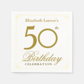 Serviette En Papier Elégant Black and Gold 50th Birthday Invitation (Devant)