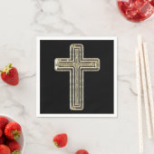 Serviette En Papier Elégant Black and Gold Cross Religion Event (En situation)